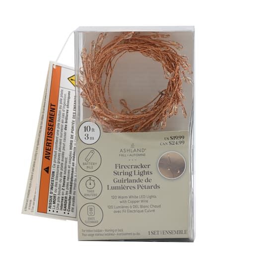 120ct. Warm White LED Firecracker String Lights with Copper Wire by Ashland®